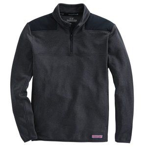 VINEYARD VINES Performance Fleece Shep Shirt 1/4 Zip Pullover Charcoal Heather
